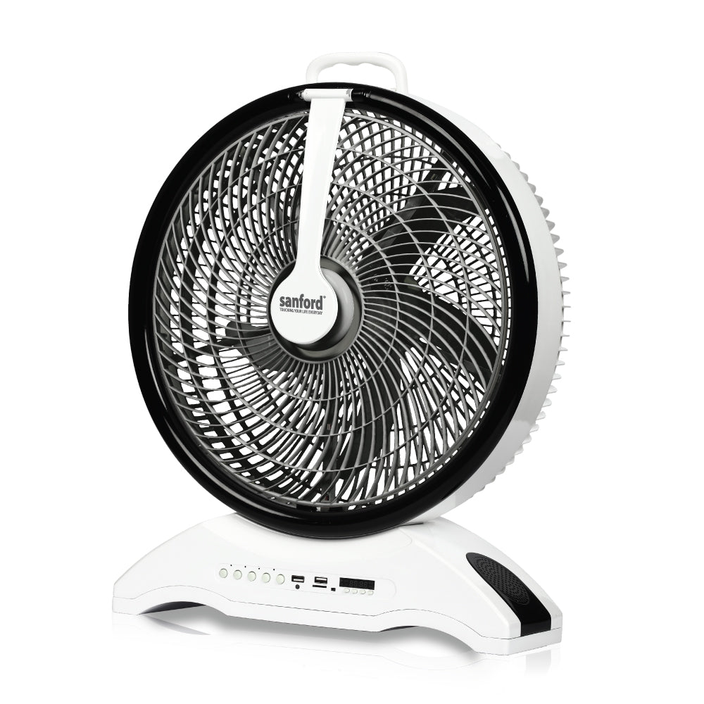 Sanford 14-Inch Rechargeable Table Fan with LED Light and Music System | SF918RTF - Sanford India